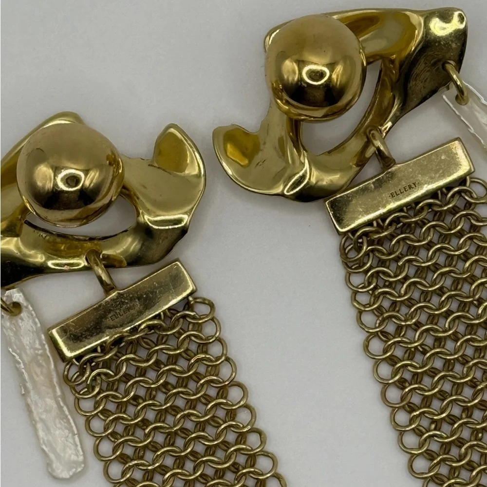 Ellery “Succession Broken Eye” Gold Statement Chain Tassel Earrings – Rare - Picture 9 of 13